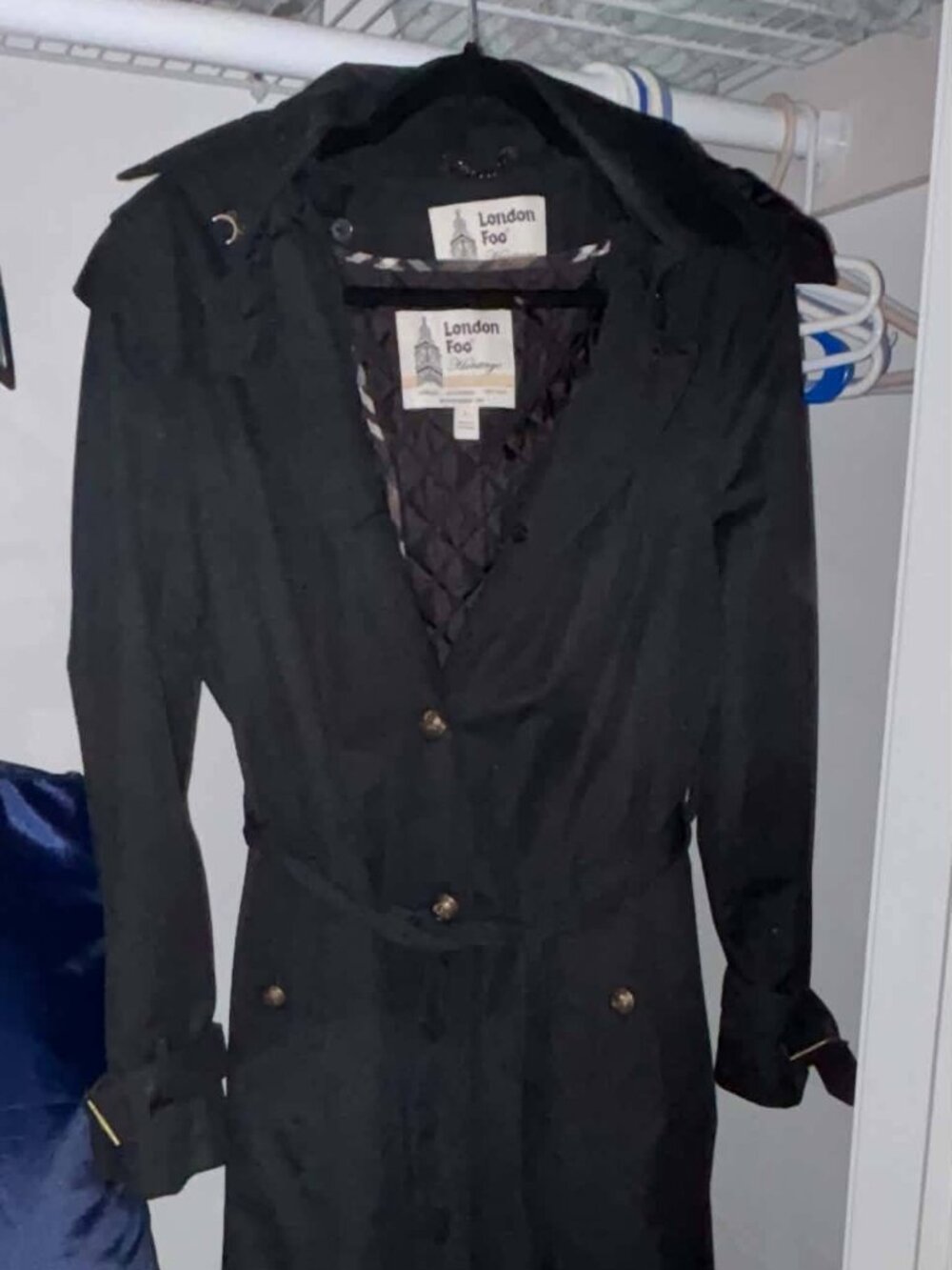 London Fog Black Raincoat Trench